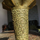 19th Century Pair of Indo Persian Engraved Brass Trumpet Vases Antique 26 cm