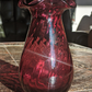 Vintage Dartington Crystal Cranberry Ruby Red Fluted Ruffled Glass Vase 20.5 cm