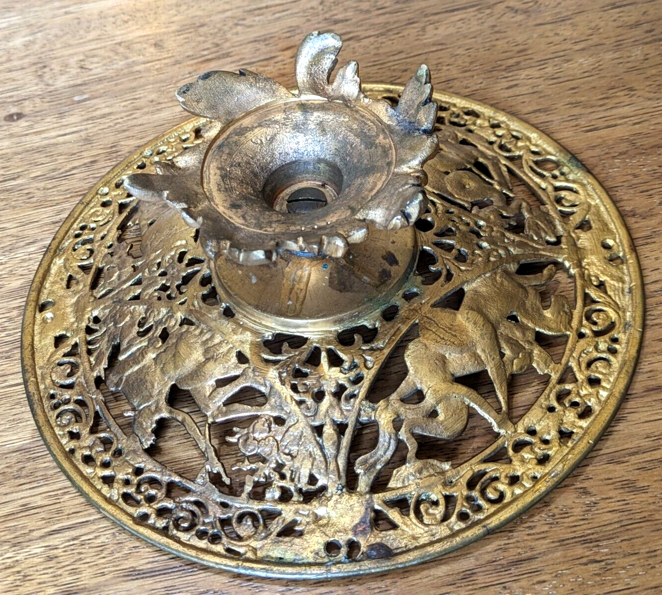 Antique Gilt Brass Mythological Classical Tazza Dish Compote Plate Coalbrookdale