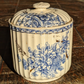 Victorian Hand Painted Flow Blue & Gilt Ceramic Pottery Sugar Bowl Pot Sevres