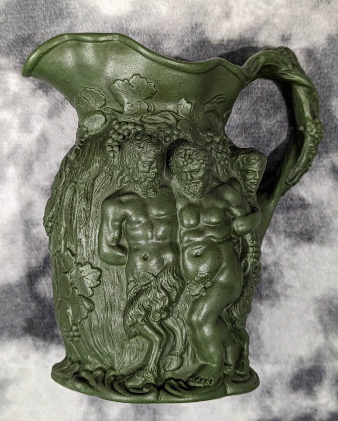 Minton Antique 19th Century Parian Porcelain Bacchus Relief Moulded Pitcher Jug
