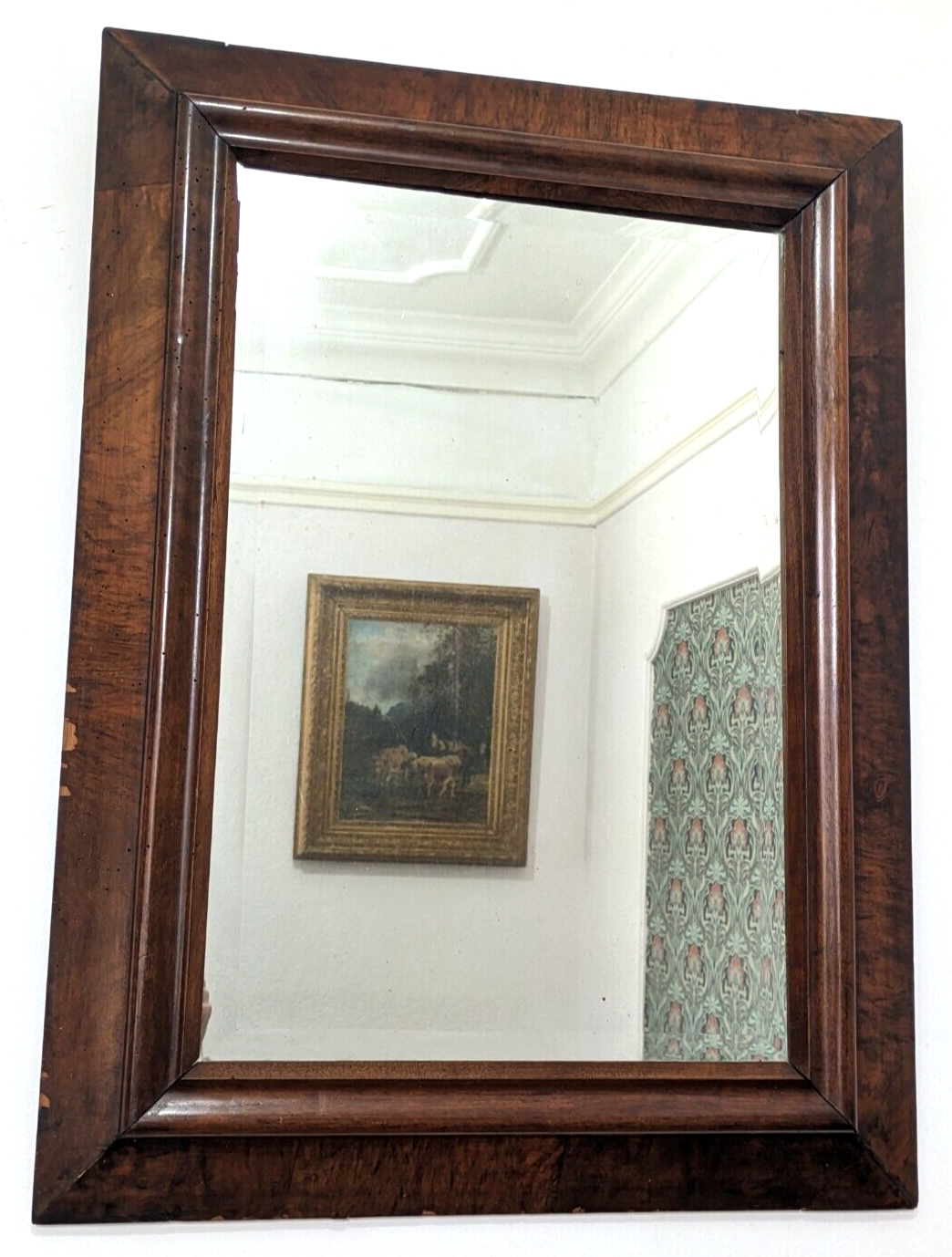 Early 19th Century English Mahogany Bevelled Wall Mirror Antique Glass 81.5 x 60