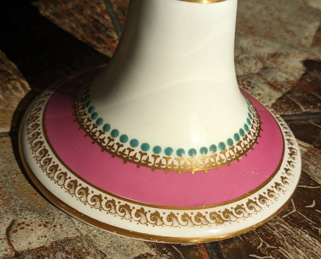 Victorian Pink & Gilt Porcelain Pedestal Stand Compote Centrepiece 19th Century