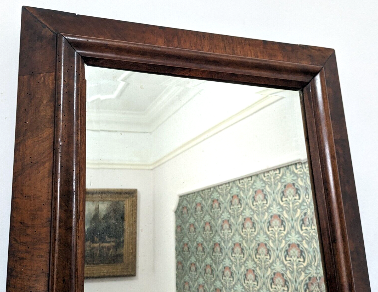 Early 19th Century English Mahogany Bevelled Wall Mirror Antique Glass 81.5 x 60