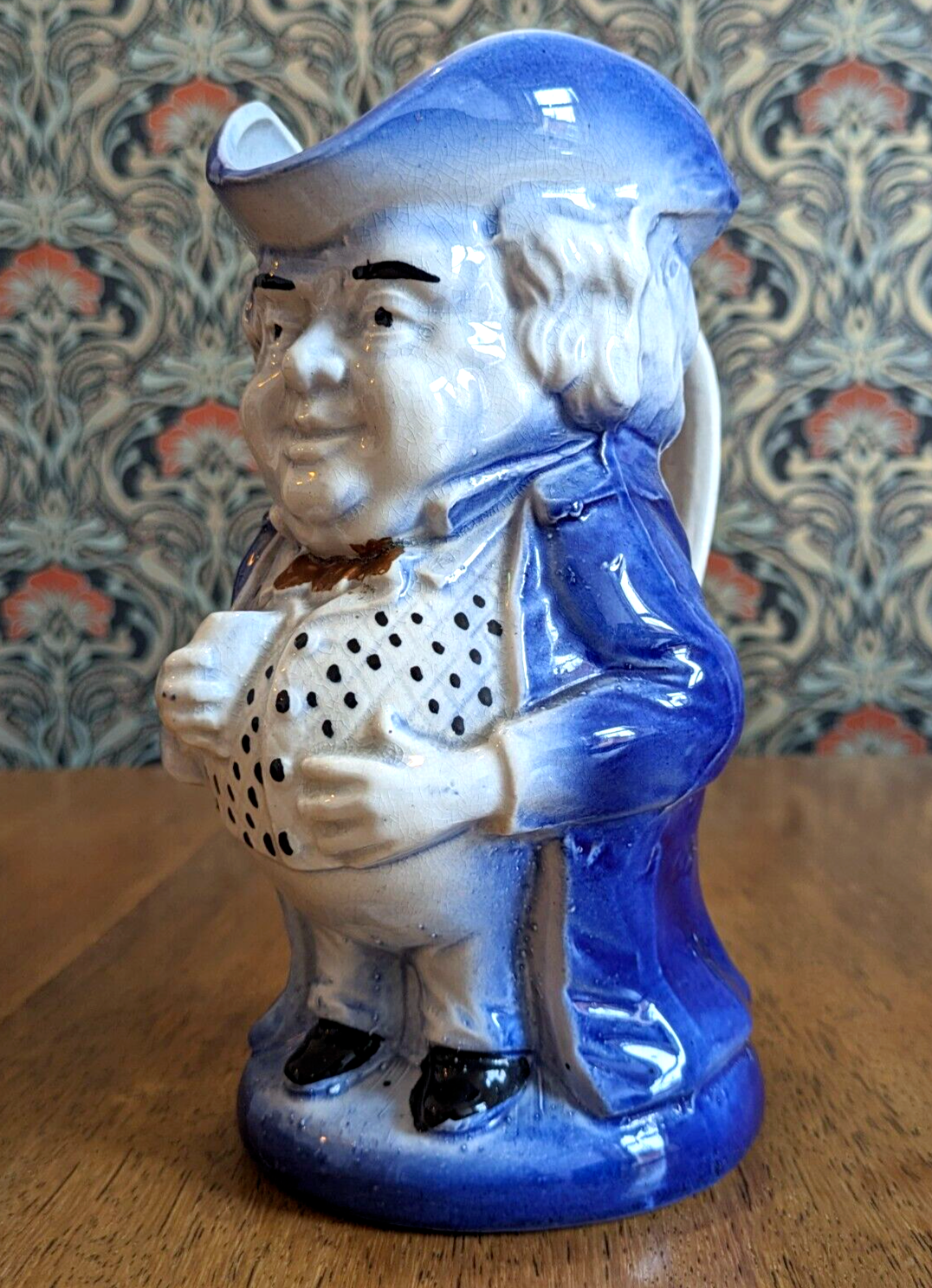 Rare Blue Toby Jug English Staffordshire Pearlware Antique Early 19th Century