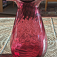 Vintage Dartington Crystal Cranberry Ruby Red Fluted Ruffled Glass Vase 20.5 cm