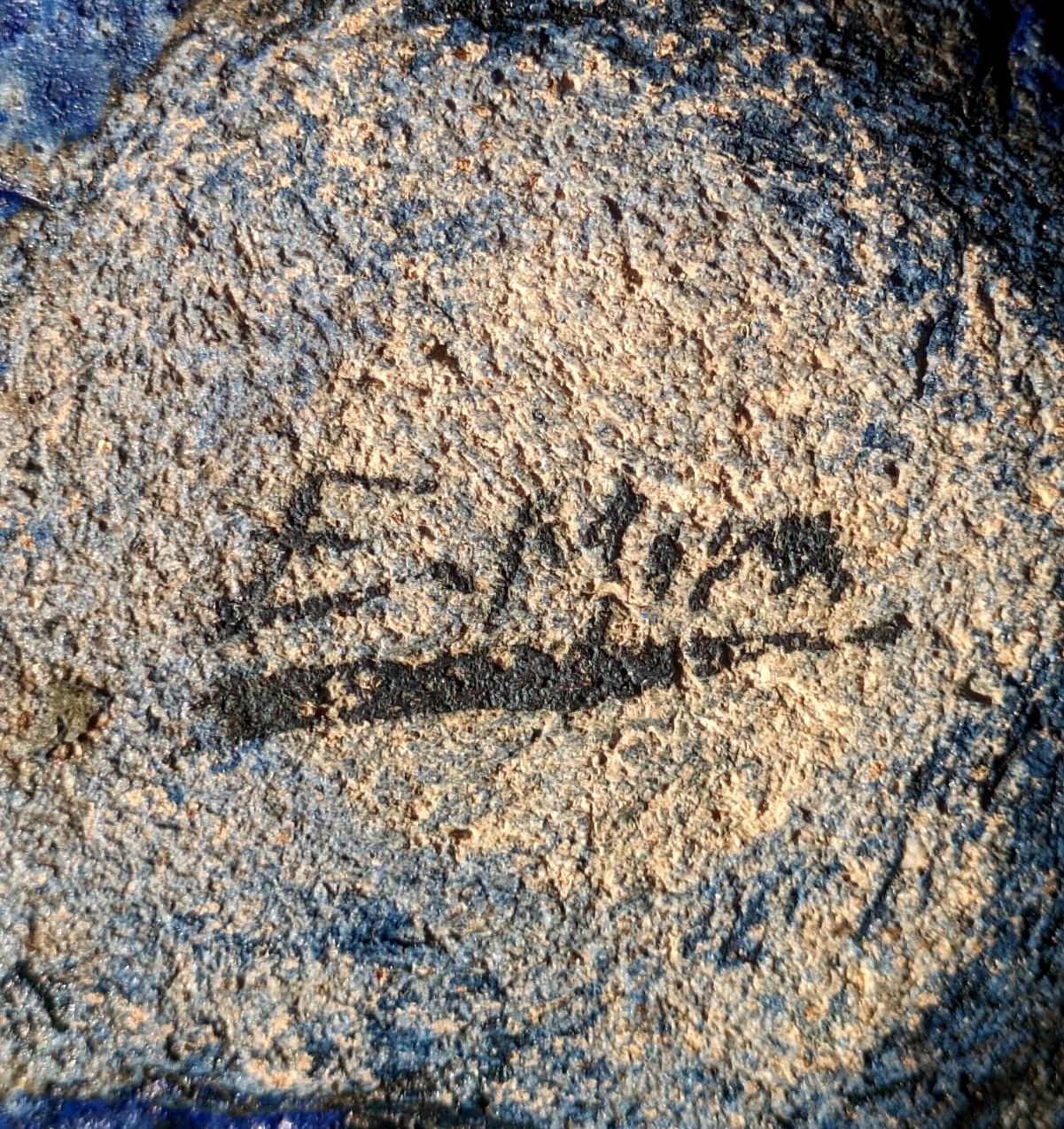 Superb Volcanic Textured Studio Art Pottery Signed Blue Bowl Vintage Lava Glaze