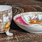 19th Century German Dresden Porcelain Paw Feet Serpent Handle Tea Cup & Saucer