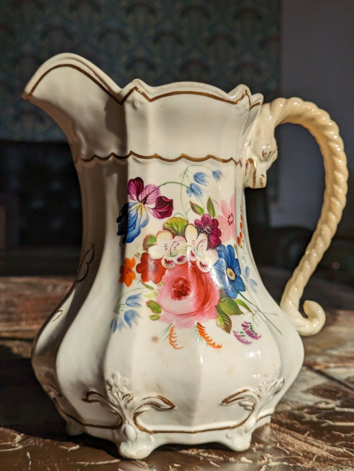 Rare Pair Victorian 19th Century English Porcelain Commemorative Memorial Jugs