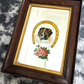 Victorian 19th Century St Bernard Dog Reverse Painted Bevel Edge Oak Wood Mirror