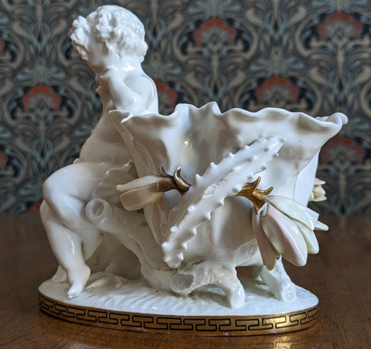 19th Century Moore Brothers Porcelain Figural Cherub Putti Cactus Vase Victorian