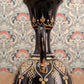 19th Century Black Bohemian Czech Art Glass Gold Gilt Enamel Jug Vase Antique