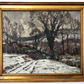 Edwin V Forrest British 20th Century Abstract Winter Landscape Oil Painting Art