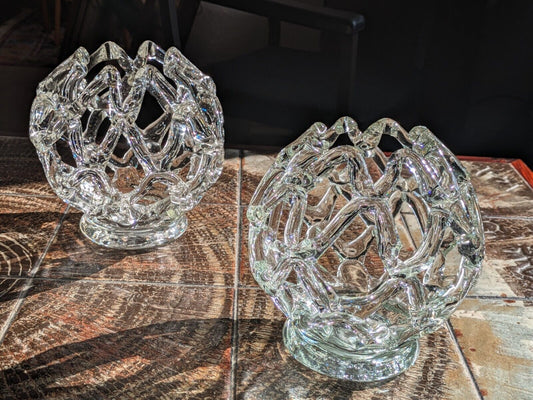 Vintage Lattice Clear Handblown Art Glass Centrepiece Bowl Sculpture Murano ?
