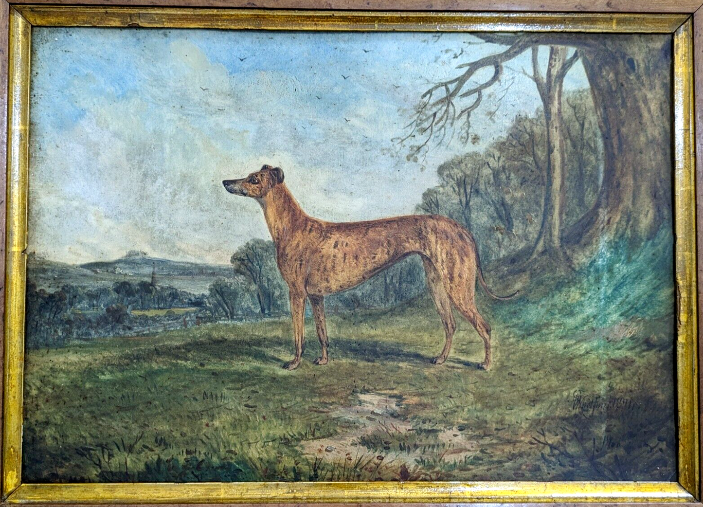 Rare Richard Whitford Victorian Prized Greyhound English Oil Painting 19th Cent