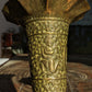 19th Century Pair of Indo Persian Engraved Brass Trumpet Vases Antique 26 cm