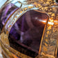 Antique 20th Century Moser Bohemian Czech Amethyst & Gold Art Glass Jar Dish Box