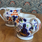 Antique Graduated Trio of Gaudy Welsh Imari Pitcher Jugs Vase Allertons England