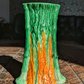 Rare Early 20th Century Antique Bretby Pottery Tree Trunk Vase Orange & Green