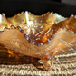 Rare Northwood USA Wishbone Orchid Ruffled Marigold Carnival Glass Bowl Antique