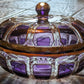 Antique 20th Century Moser Bohemian Czech Amethyst & Gold Art Glass Jar Dish Box