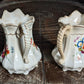 Rare Pair Victorian 19th Century English Porcelain Commemorative Memorial Jugs