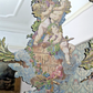 Rare 19th Century French Rococo Reverse Decoupage Mirror Cherub Faun Antique