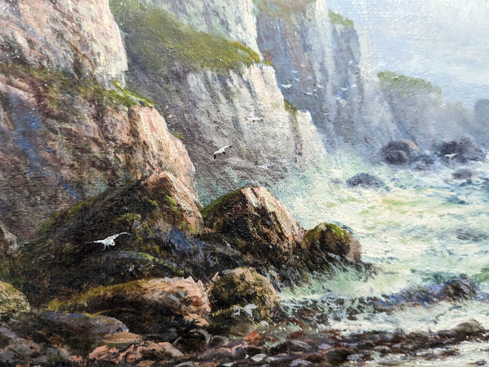Frank Hider 1861-1933 Antique British Marine Oil Painting Cornish Coast Art