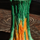 Rare Early 20th Century Antique Bretby Pottery Tree Trunk Vase Orange & Green