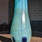 Large 20th Century Vintage Thick Art Glass Vase Speckled Blue 31 cm