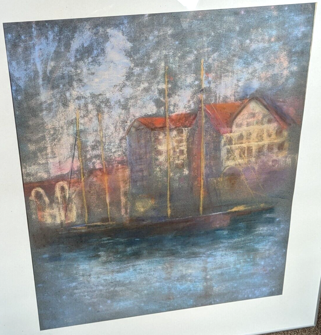 Antique Danish Pastel Drawing Edvard Saltoft 20th Century Copenhagen Vintage Art