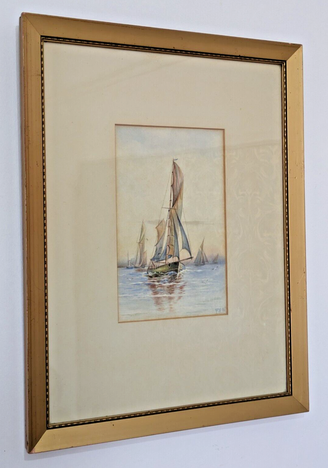 19th 20th Century Nautical Martime Sailing Ships Watercolour Painting Art Signed