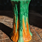 Rare Early 20th Century Antique Bretby Pottery Tree Trunk Vase Orange & Green