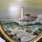 S White British 20th Century Oil Panel Art Painting St Mary's Island Lighthouse