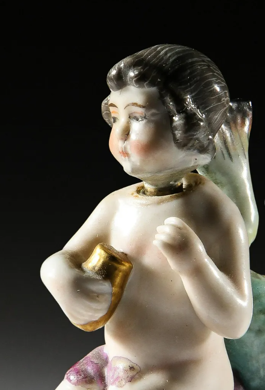 Rare 18th Century Chelsea Porcelain Dolphin Cherub Georgian Scent Perfume Bottle