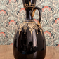 19th Century Black Bohemian Czech Art Glass Gold Gilt Enamel Jug Vase Antique