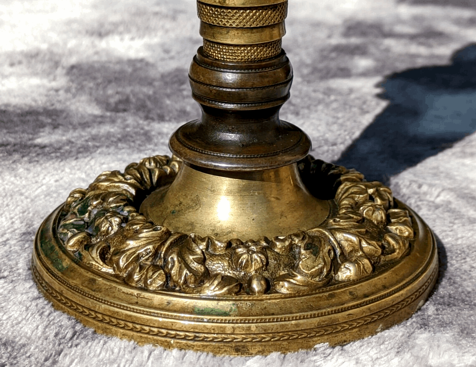 19th Century Antique Pair of Ornate Brass & Bronze Beehive Candlestick Holders