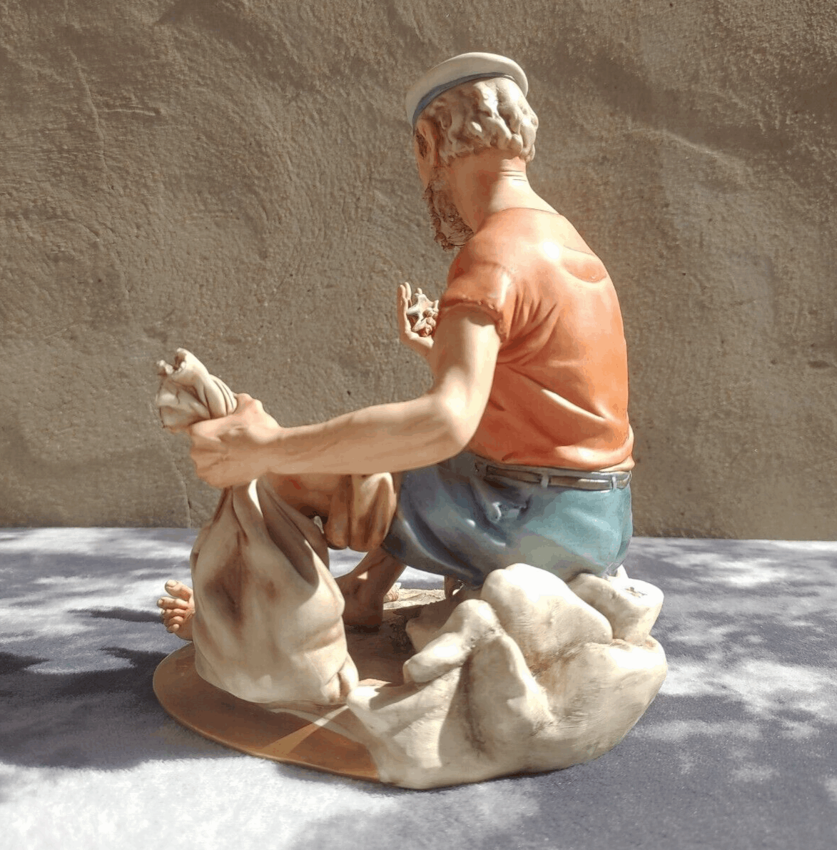 1970s Capodimonte Volta Porcelain Sailor Fisherman Figure Sculpture