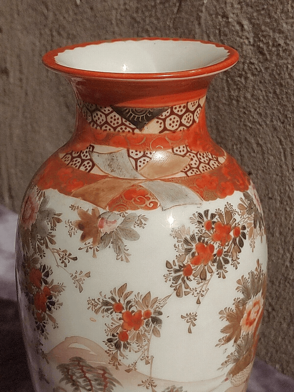 19th Century Antique Japanese Meiji Signed Kutani Tsukuru Quail Vase - 20.5 cm