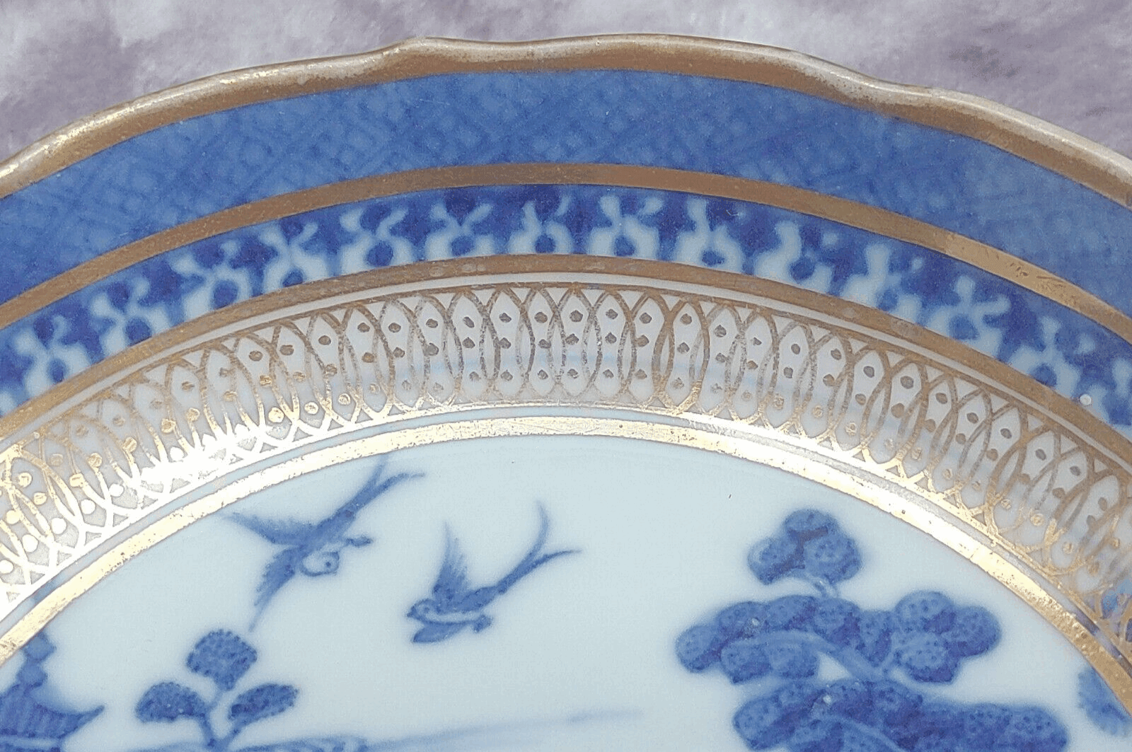 18th Century Caughley Blue White Chinoiserie Porcelain Saucer Bowl Dish