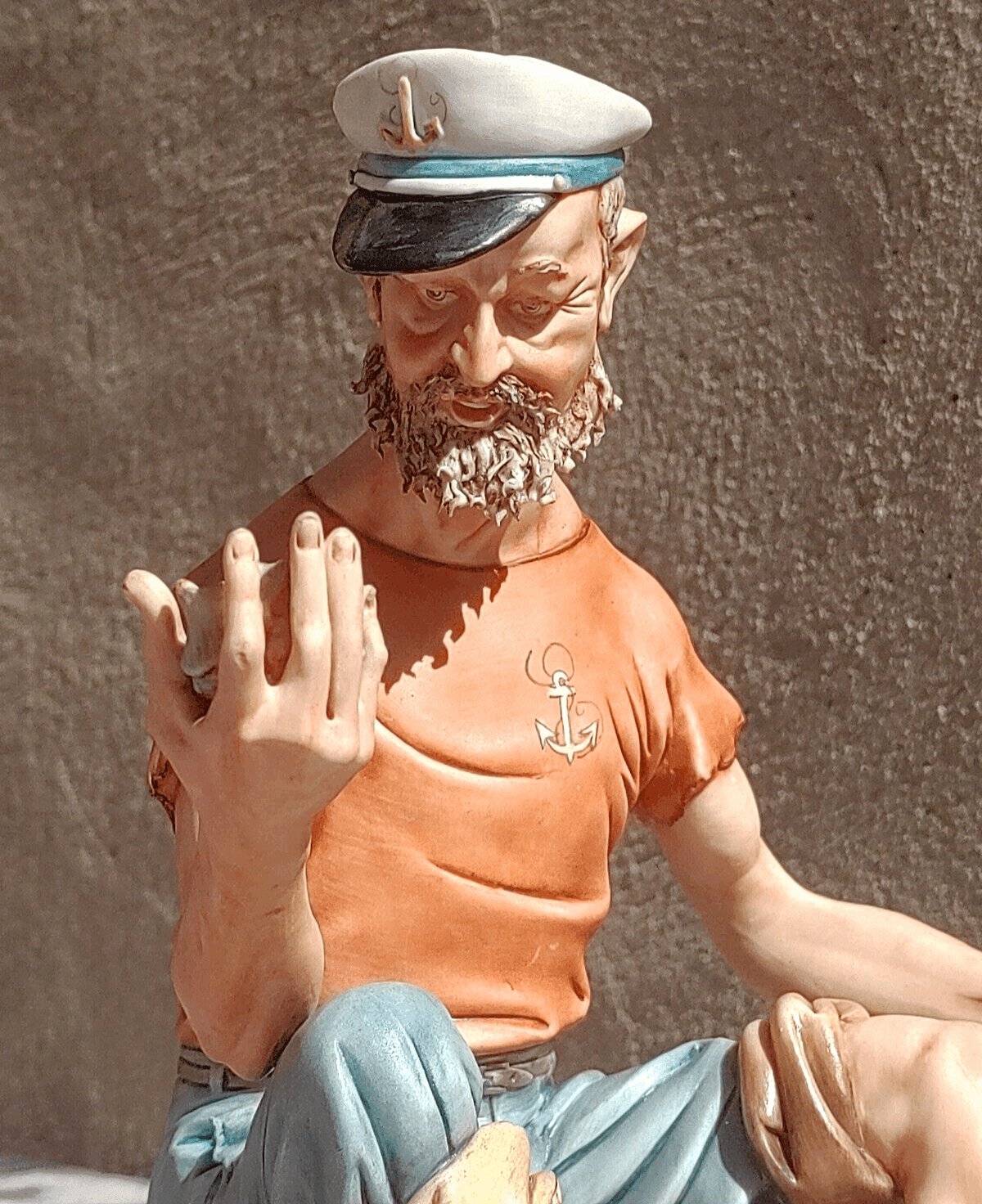 1970s Capodimonte Volta Porcelain Sailor Fisherman Figure Sculpture