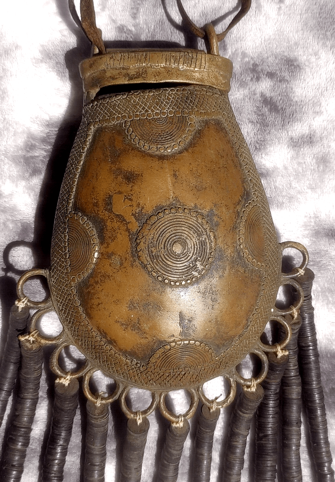 Early 20th Century Nigerian African Bronze Tribal Talisman Pouch - Tommy's Treasure
