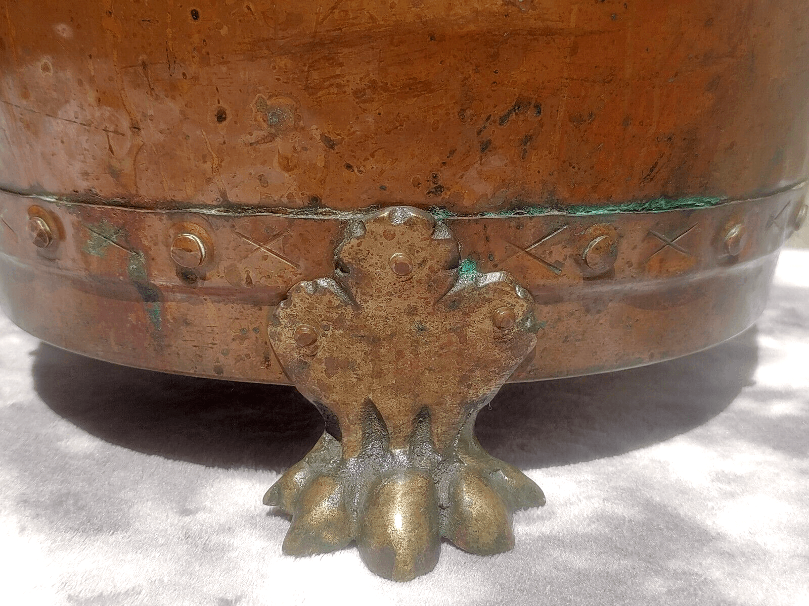 19th Century Victorian Antique Copper & Brass Fireside Log Coal Bucket Claw Feet - Tommy's Treasure