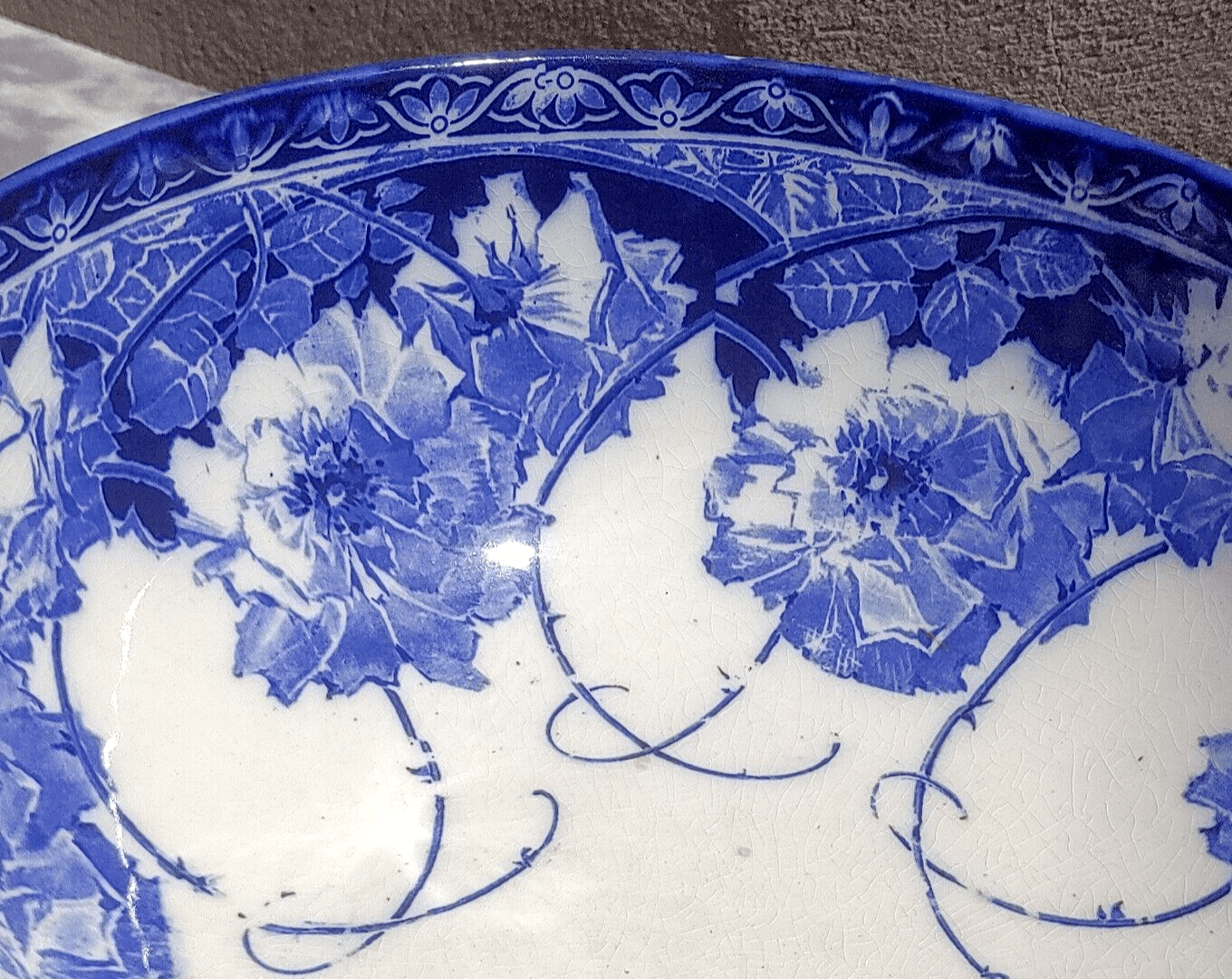 Rare Royal Doulton Briar Rose Flow Blue Large Pedestal Bowl Edwardian Antique - Tommy's Treasure