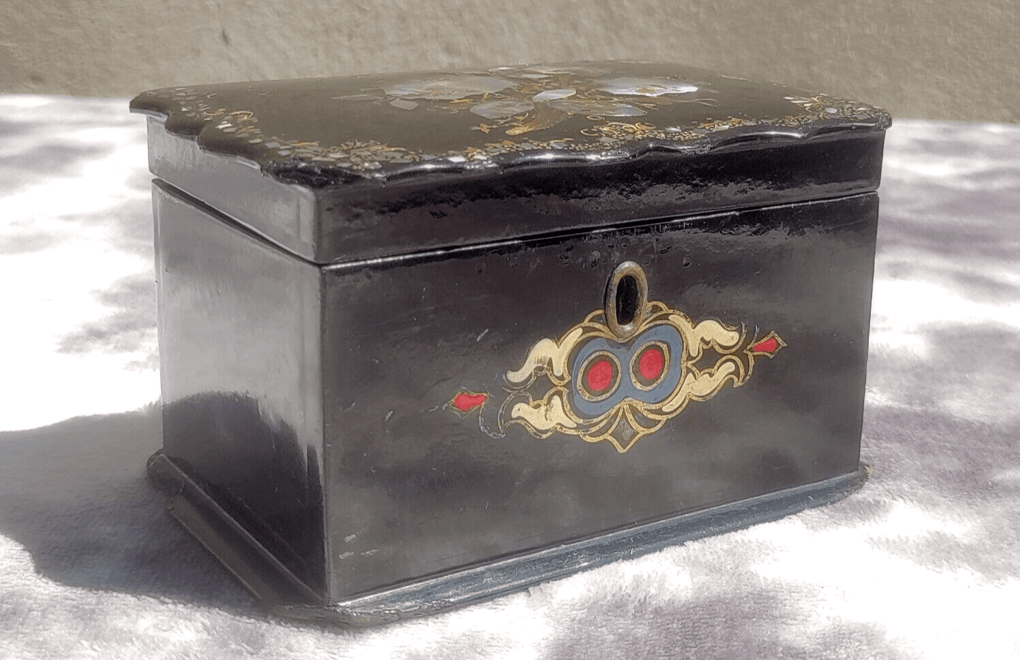 Victorian 19th Century Antique Papier Mache Abalone Inlay Jewellery Trinket Box - Tommy's Treasure