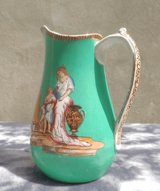 19th Century Victorian Antique Porcelain Grand Tour Neoclassical Grecian Ewer Jug - Tommy's Treasure