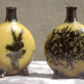Antique Victorian Pair of Ceramic Iris Moon Flask Pottery Vases