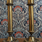Pair of Arts & Crafts Brass Column Candlestick Holders Antique