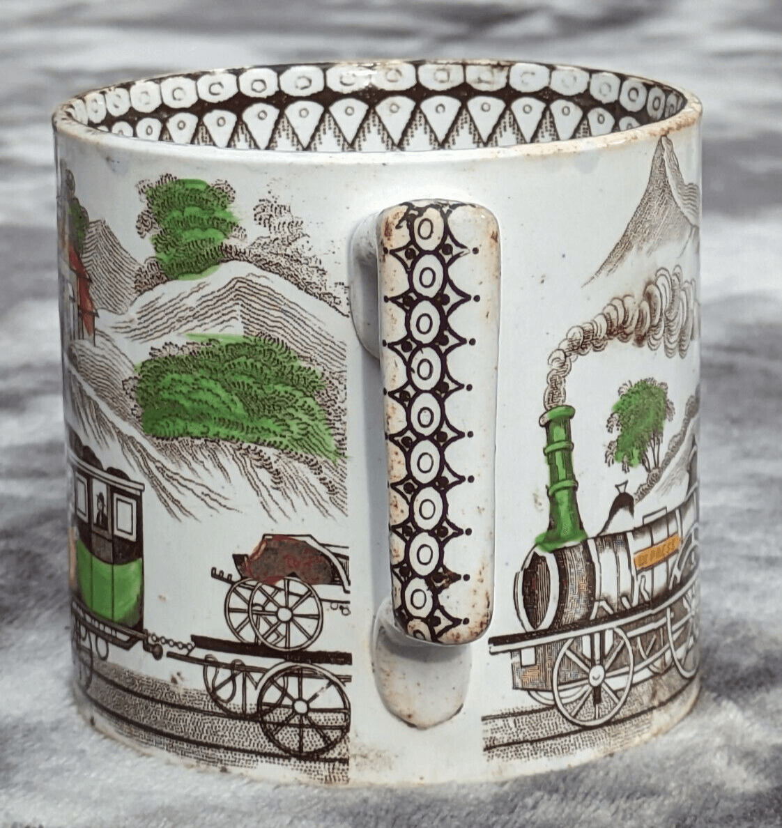Rare c.1835 Staffordshire Pottery Mug Railway Commemorative Antique 19th Century - Tommy's Treasure