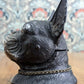 19th Century Cold Painted Spelter French Bull Dog Inkwell Collar Novelty Antique